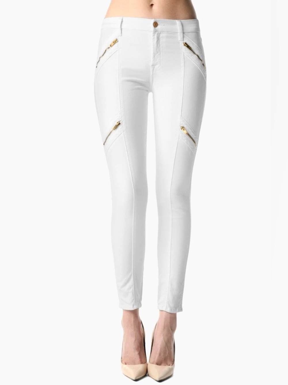 7 FOR ALL MANKIND Y2K ‘The Panel Zip Moto’ Skinny Denim Jeans in White